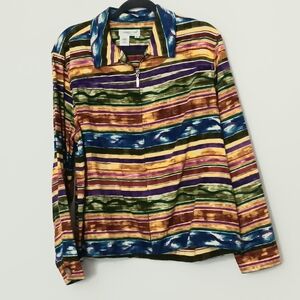 Coldwater Creek Multicolor Striped Jacket Women's Size XL Long Sleeve Zip Up